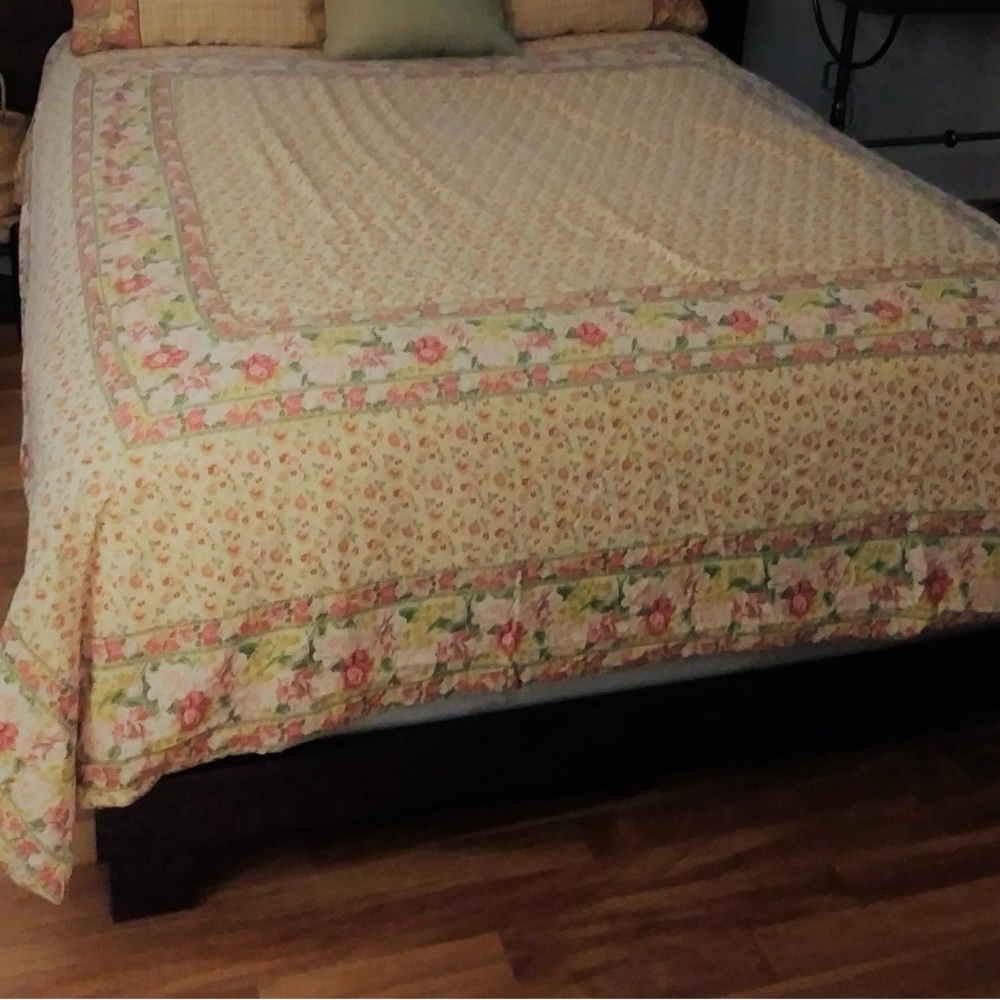 Vintage April Cornell Yellow and Pink Floral Duvet Cover
